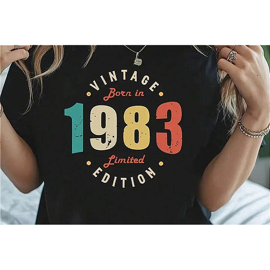 Blusa Camiseta Unissex 100% Algodão Básica Vintage Edição Limitada 1983 Lançamento 2025 Envio Imediato em Oferta na Shopee