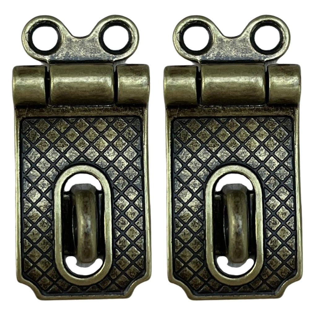 Fecho Porta Cadeado em Metal Ouro Velho 4x2cm Kit com 2 peças Acessório Decoração Artesanato Ferragem