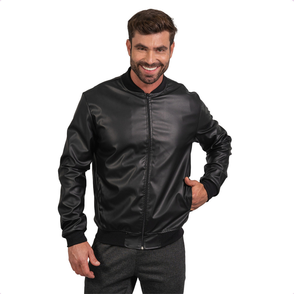 Jaqueta Masculina Courino Ecológico Motoqueiro Inverno Frio
