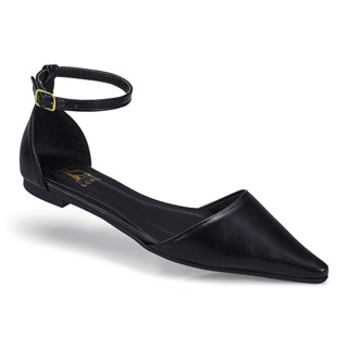 Sapatilha Bico Fino com Traseiro com Fivela Verniz Liso Saltinho Rasteira Confortável Fashion 4132 em Oferta na Shopee