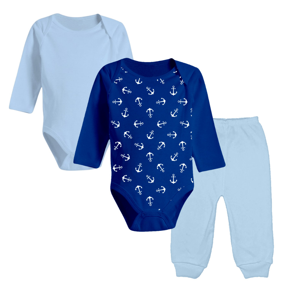 Kit 3 Roupas Bebê Body Liso Body Estampado Mijão Algodão