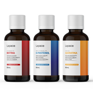 Kit Capilar 3 Serum Biotina + D-Pantenol + Queratina 60ml Lapace Nutrição Hidratação Fortalecimento em Oferta na Shopee
