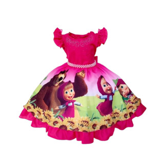 Vestido Masha E O Urso Festa Infantil Tematica Fantasia Pmu em Oferta na Shopee