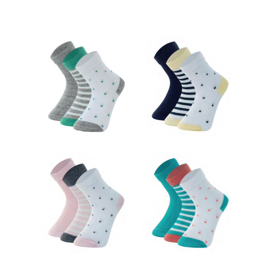 KIT 3 PARES DE MEIAS CANO MEDIO BEBÊ,INFANTIL Mash