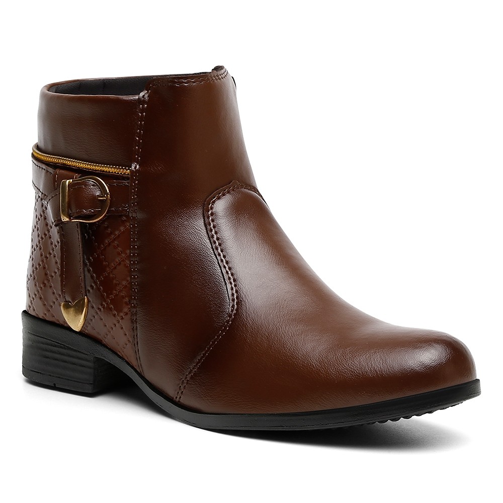 Bota Feminina Coturno Salto Grosso Cano Curto Frio Inverno Montaria Chelsea Estilosa Casual Macia