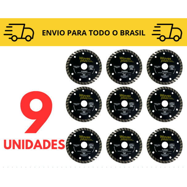 Kit 3 a 10 unidades disco de corte / diamantado / turbo / construção / 110mm / Serra marmore