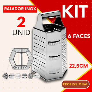 Ralador 6 Faces Kit 2 ou 1 Peça 23cm Inox Multiuso Rala Queijo para Cozinha Restaurante Buffet em Oferta na Shopee
