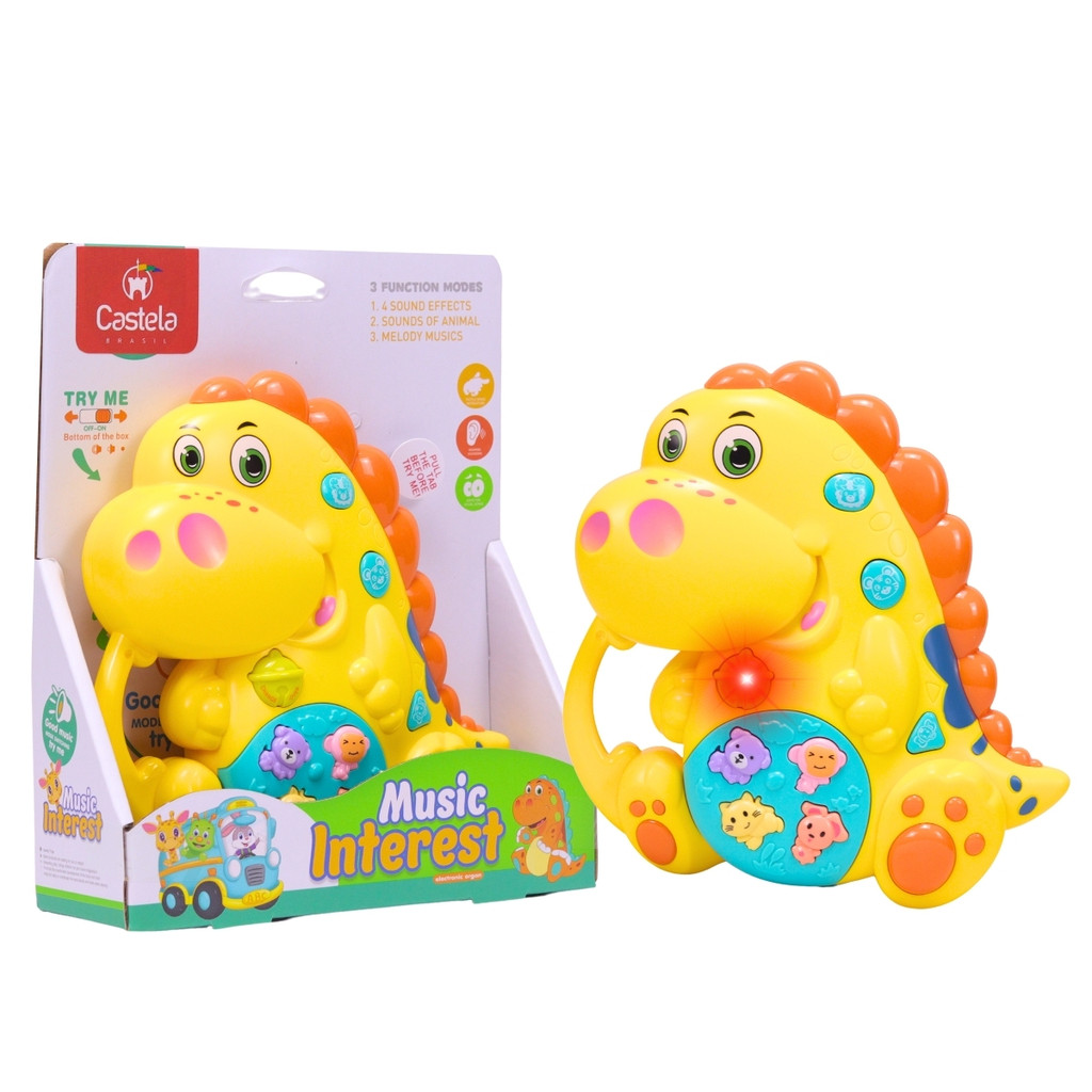 Brinquedo Teclado Infantil Dinossauro Musical C/ Sons e luz - Castela