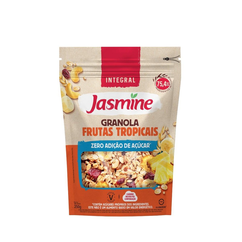 Granola Integral Frutas Tropicais Zero Açúcar Jasmine 250g