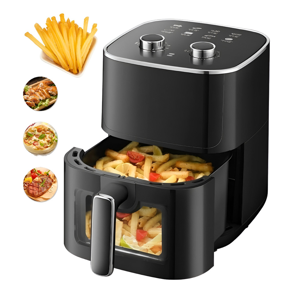 Fritadeira Air Fryer 3l Sem Óleo 1200w Antiaderente 110/220v Janela Visível e Controle de Rotação