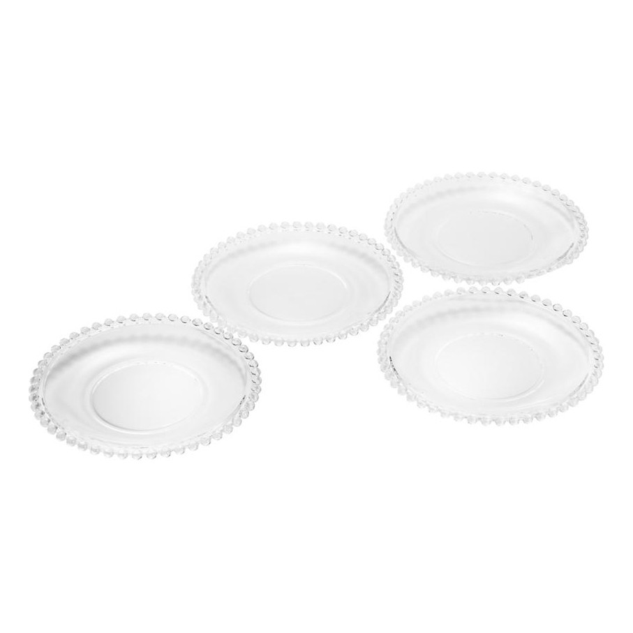 Conjunto com 4 Pratos de Sobremesa Wolff Pearl em Cristal Incolor – em Oferta na Shopee