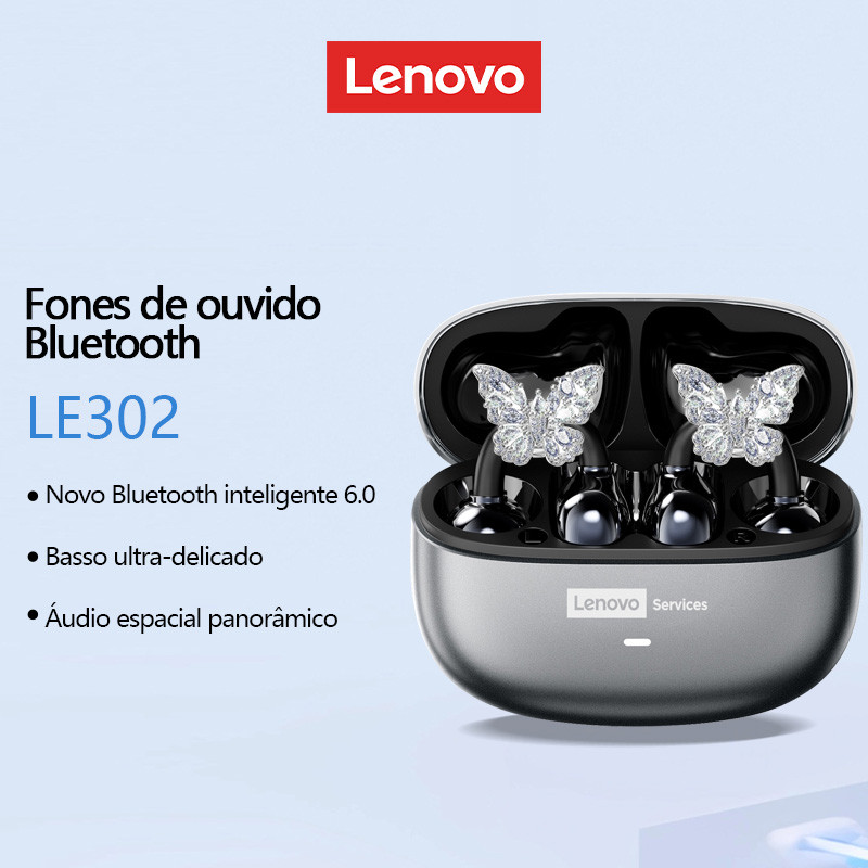 Lenovo LE302 Fones De Ouvido Bluetooth 6.0 lPX5 A Prova D'¡gua Com Baixa Laténcia HlFl Qualidade De Som Para Jogos