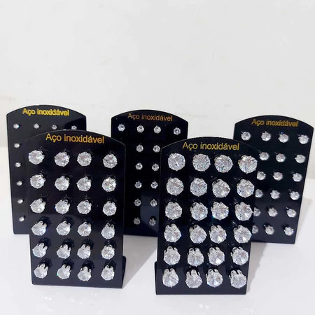 CARTELA 12 Pares Brinco Ponto de Luz Zircônia PEDRA BRANCO Unissex IDEAL PARA REVENDE em Oferta na Shopee