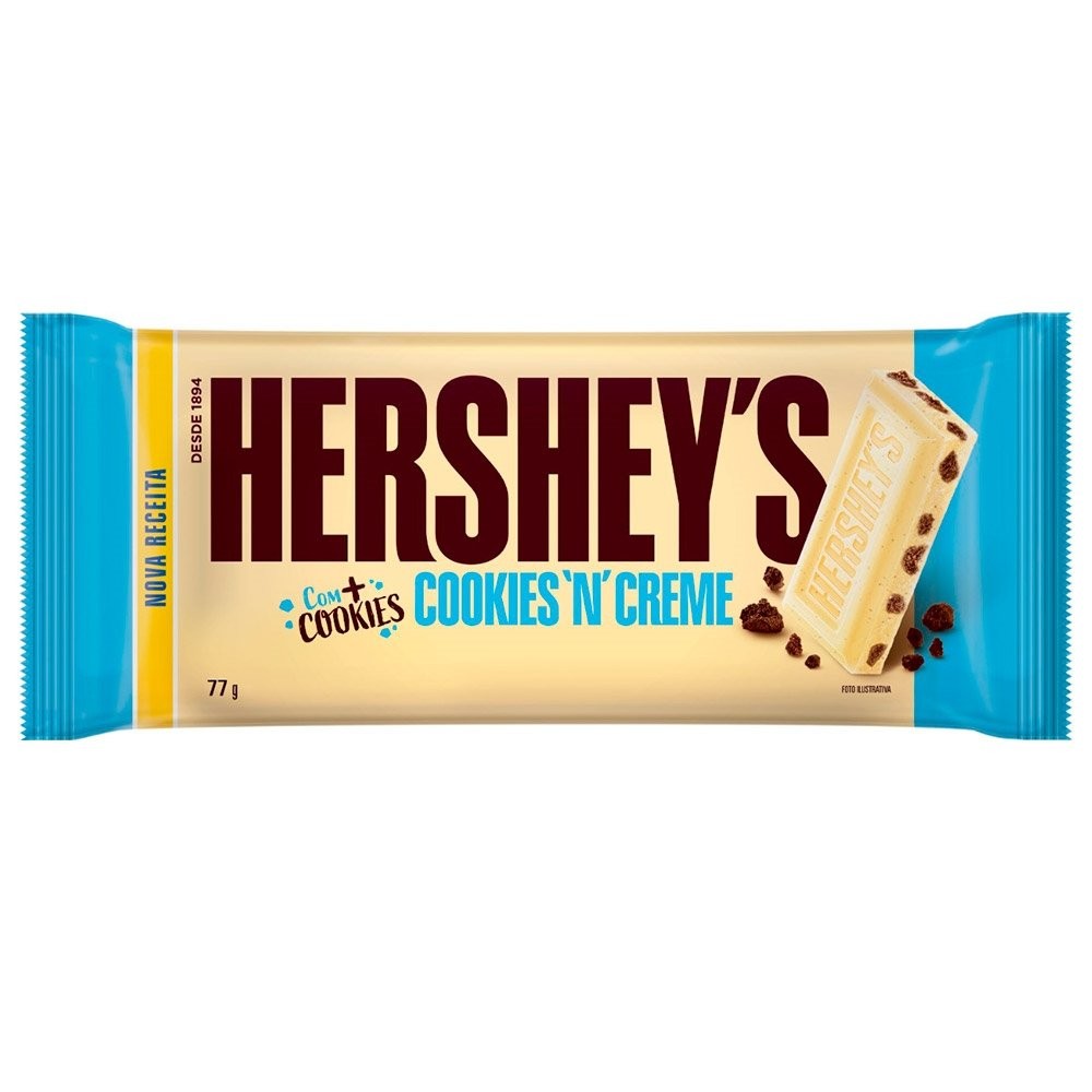 Chocolate Hershey's Branco com Cookies 77g - 18 Unidades