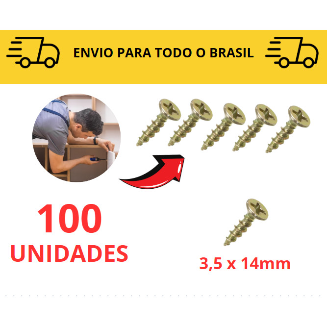 Kit 10 a 100 unidades Parafuso para Madeira Chipboard Philips/ MDF/ Móveis/ Marcenaria/ Parafuso