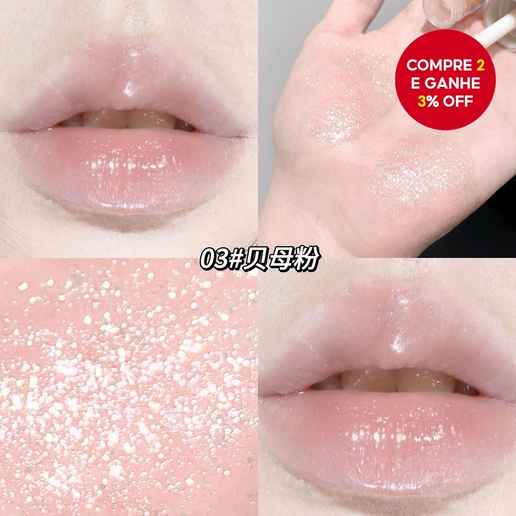 SHAQINUO Hidratante Brilho Colorido Explosivo para Lábios Brilho Labial úmido Dudu Espelho Maquiagem Nacional