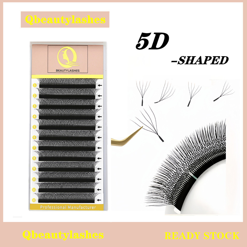 Qbeautuylashes 5D Pestanas 0.07 Extensão De 5DW Pré-Fabricadas Estilo Cílios Com Vieiras Maquiagem Natural Extensões