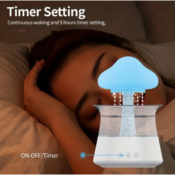 Umidificador Difusor De Aroma De design Nuvem e Chuva 7 Cores Luz Noturna Doméstica Bluetooth