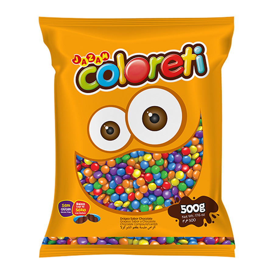 Pastilhas Confeitadas Sabor Chocolate Coloreti Tradicional - 500g - 1 unidade - Rizzo - Food & Beverages