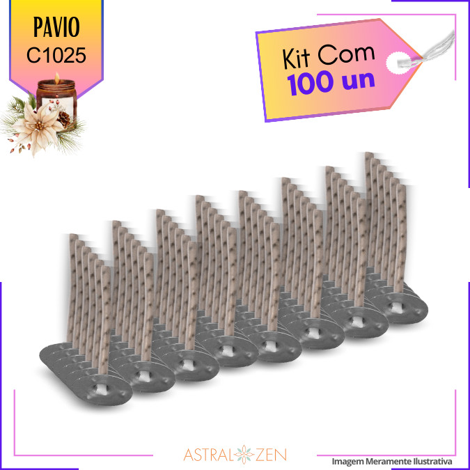 Pavio Para Vela Lamparina 4cm Kit Com 100un Montado com Ilhós Pavio C1025
