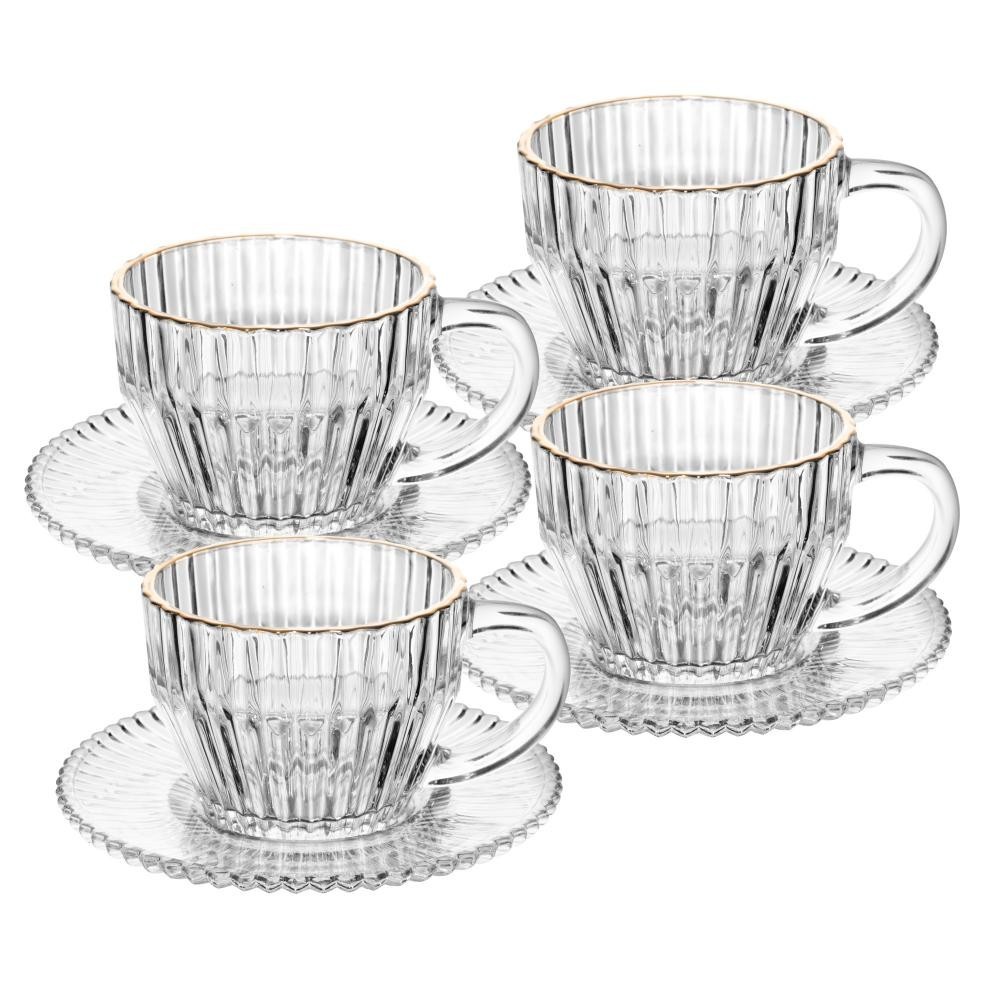 4 Xícaras de Chá Wolff Imperatriz de Cristal com Fio de Ouro - Home & Living