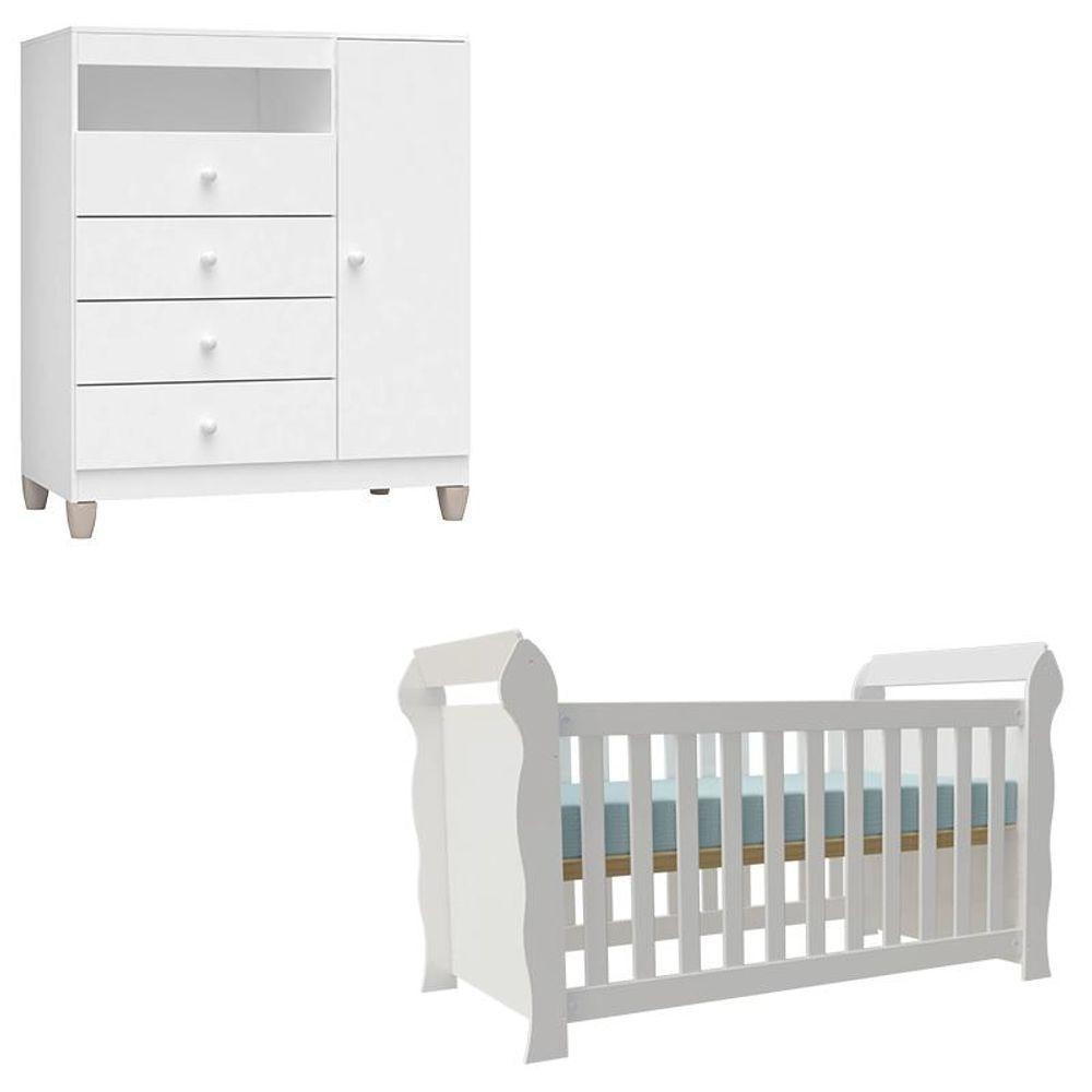 Berço Americano Lara E Cômoda Infantil Ternura Baby Branco Brilho - Incorplac em Oferta na Shopee