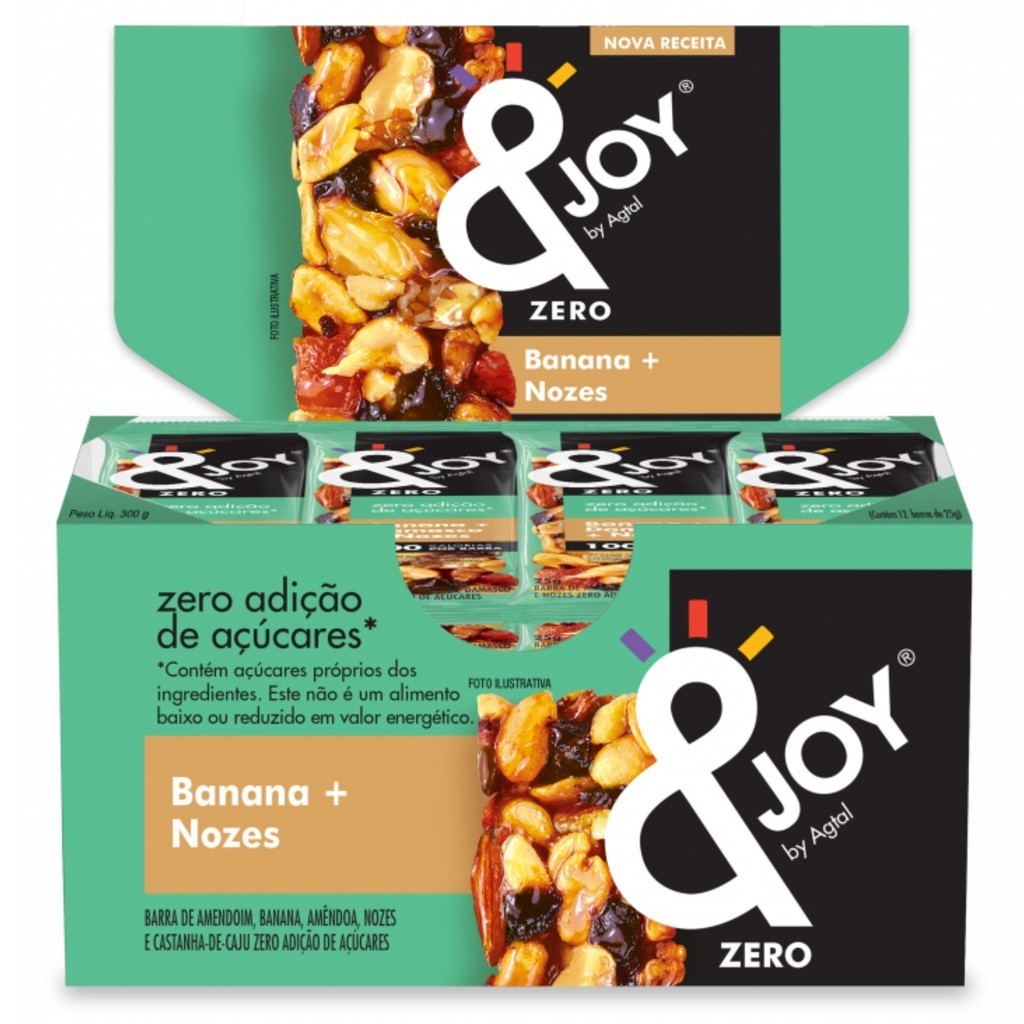 Display com 12 Barras 25g Banana e Nozes Zero Açúcar &JOY