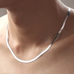 Conjunto de joias para casal em prata de lei: pulseira, colar e corrente de lâmina