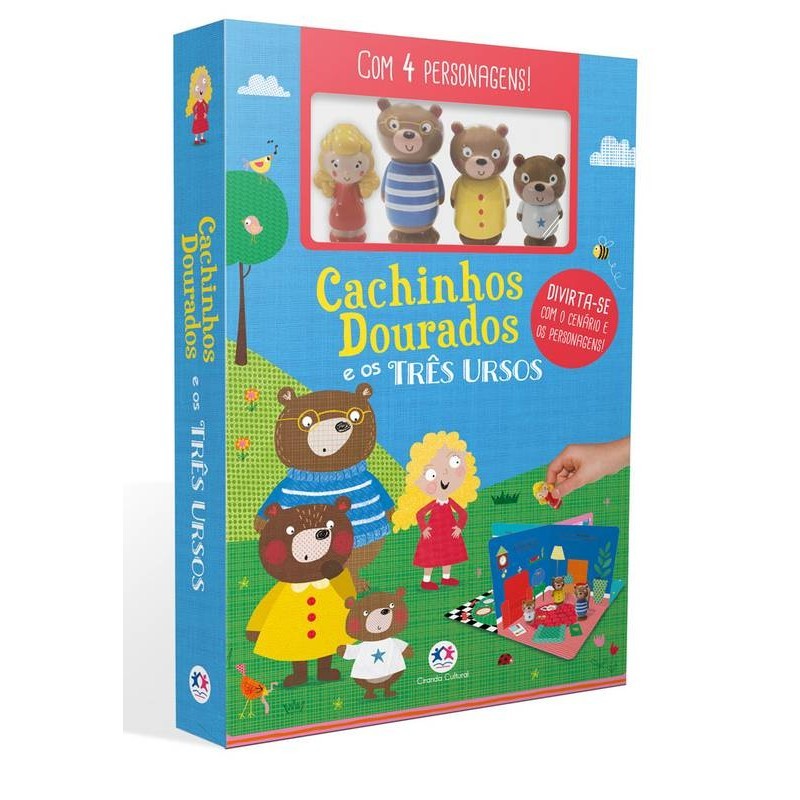 Livro Cachinhos Dourados e os Três Ursos (Livro com Cenário + 4 personagens)