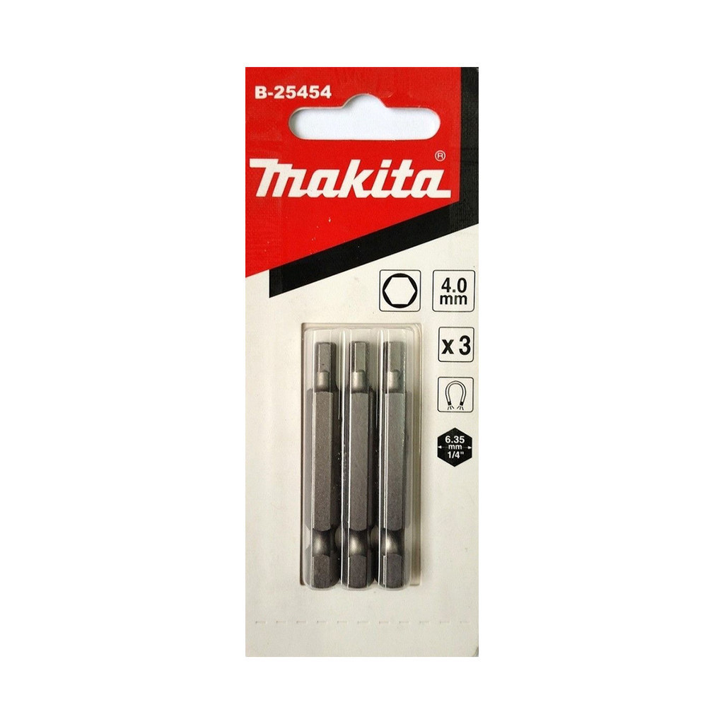 Pacote c/ 3 Pcs Bits Allen Longo 4,0 X 50mm Makita B-25454 em Oferta na Shopee