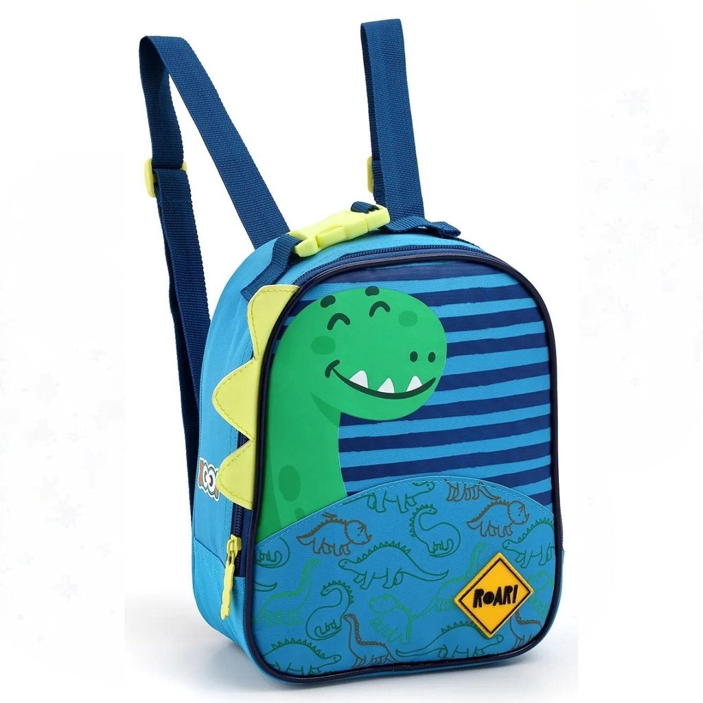 Lancheira Infantil Térmica Escolar Creche Pré-escola Passeio Dinossauro Menino Azul Verde