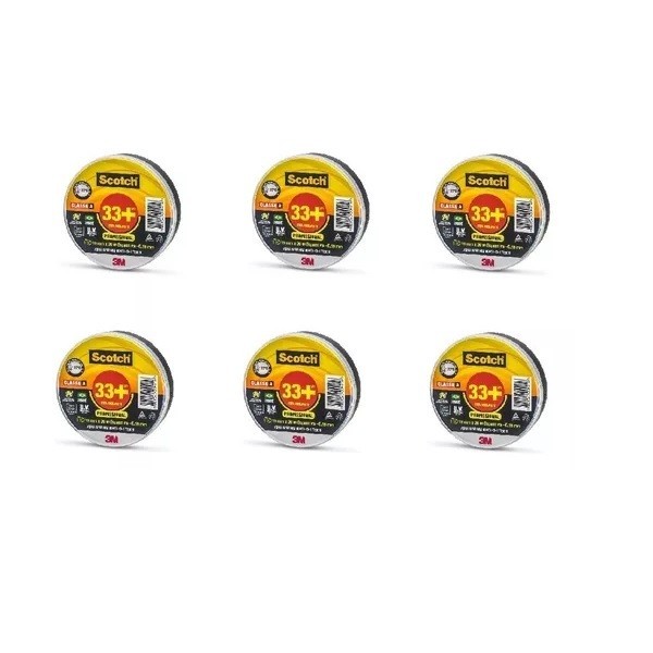 Kit com 6 Fita Isolante 3M SCOTCH 33+ 19MM X 20M - Home & Living