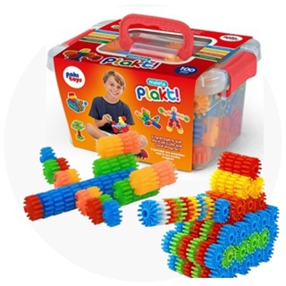 Maleta com 100 Blocos de Montar Encaixe Colorido Pak Toys em Oferta na Shopee