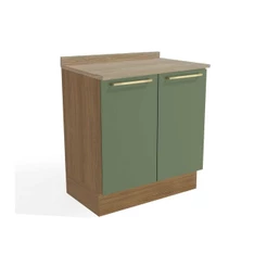 Balcão de Cozinha Botanic M623 2 Portas c/Tampo 80cm Nogueira/Oliva/Nogueira - Kappesberg