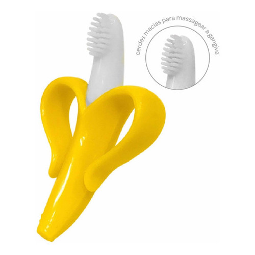 Massageador Mordedor De Gengiva Banana para Bebê Buba - Amarelo (4m+) em Oferta na Shopee