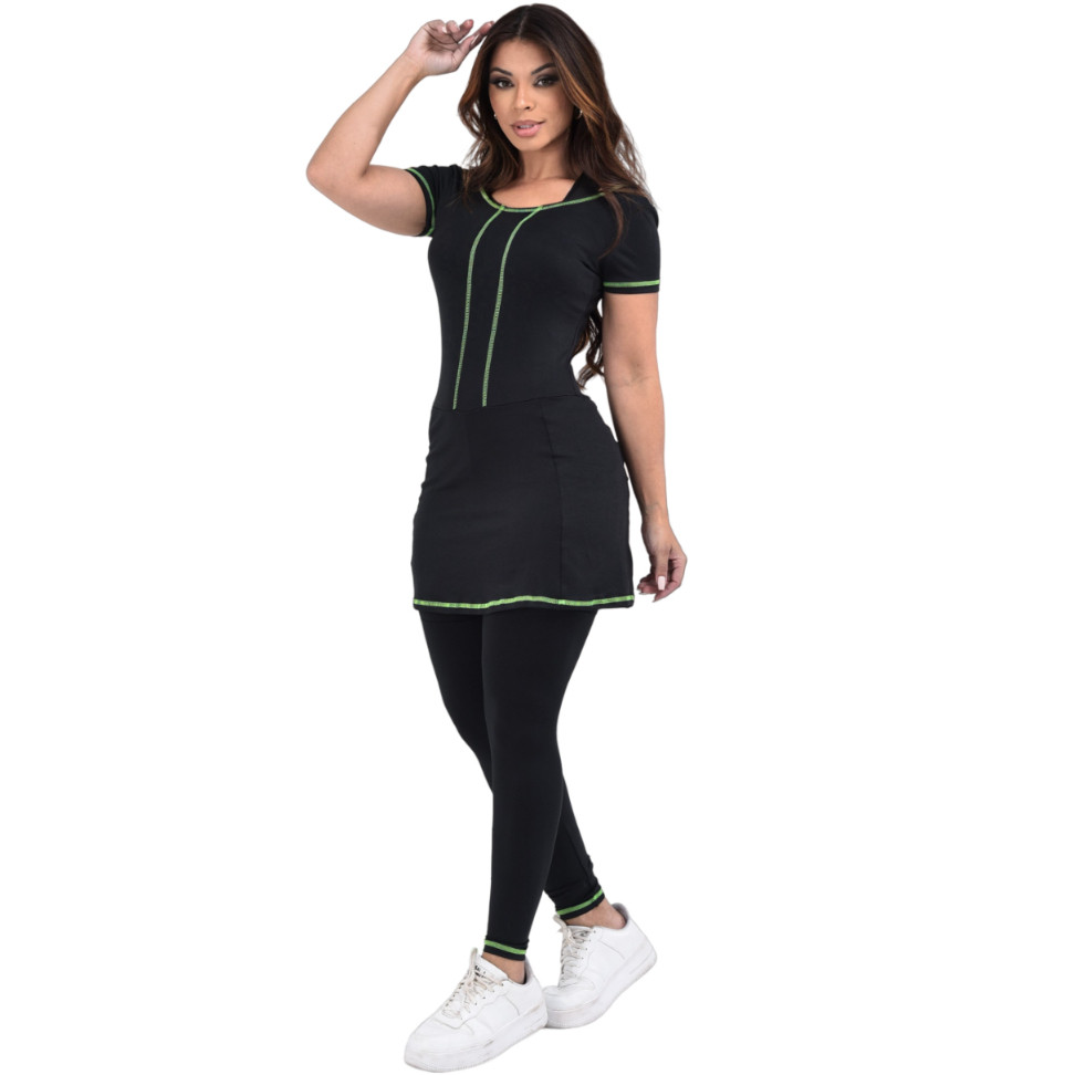 Macacão Fitness Feminino Moda Evangélica Com Bolso Treinos Caminhada