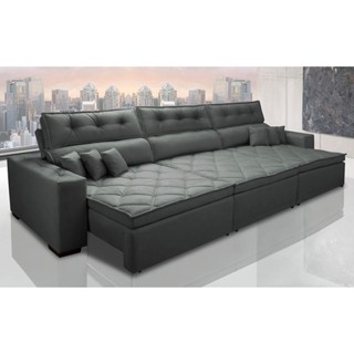 Sofá Retrátil e Reclinável 4,12m Austin com Molas no Assento Tecido Suede Velusoft Cinza em Oferta na Shopee