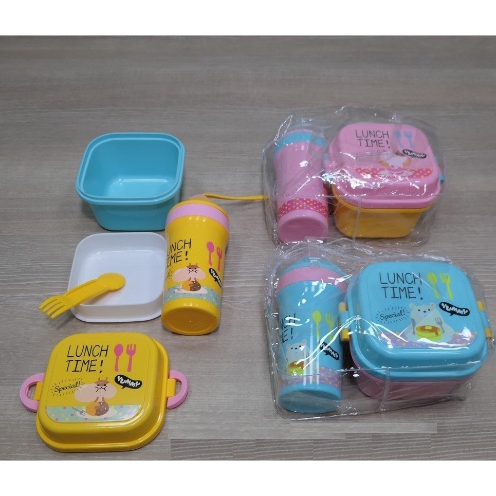 Conjunto lancheira infantil com marmita dupla e garrafa