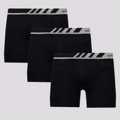 Kit de 3 Cuecas Boxer Lupo Microfibra Preta