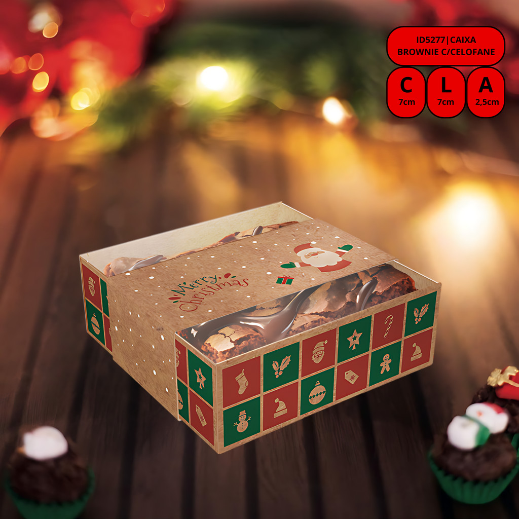 Detalhes do 50 CAIXA BROWNIE NATAL KRAFT ID5655 (NATAL IDEIA 2025)