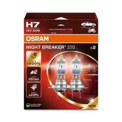 Par de Lâmpada Osram Night Breaker 220 H7 55w 12v + 220% Luz