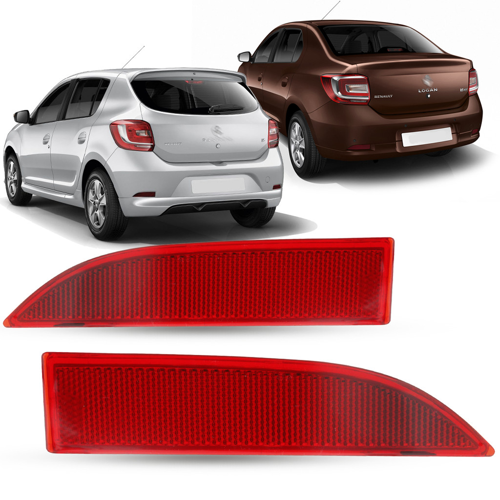 Par Refletor Lanterna Olho Gato Para-choque Traseiro Renault Logan Sandero 2013 2014 2015 2016 2017 2018 2019 2020 2021