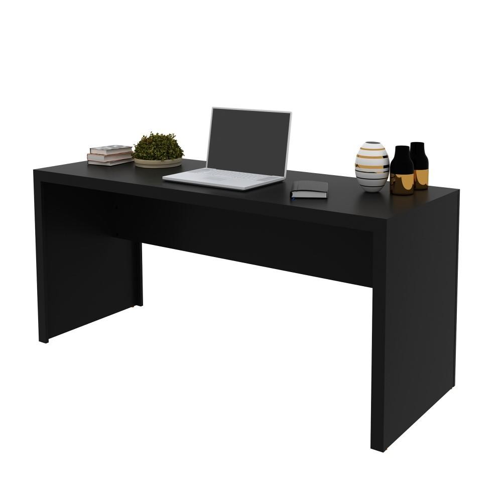 Escrivaninha Mesa Para Computador Estudos Home Office 163 cm Escritório Quarto Preto