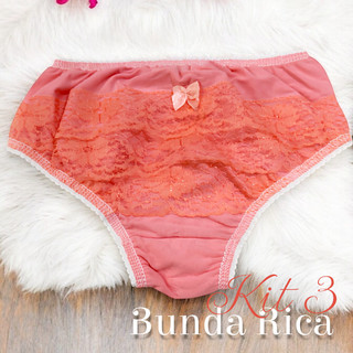 Kit 3 Calcinhas Bunda Rica Infantil Menina Calcinha Infantil Bebê Malha Roupa Para Menina