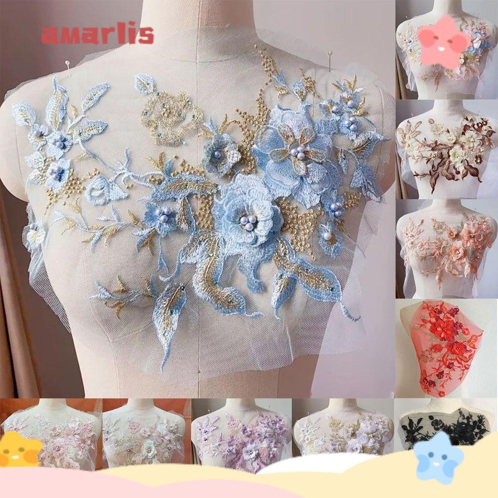 AMARLIS Patches Bordados De Lantejoulas , DIY Remendos Florais , Costura De Bordado Em Apliques De Roupas Casamento
