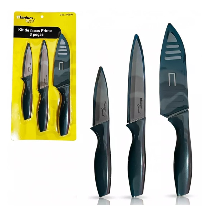 Jogo de Facas Prime 3 Peças Aço Inox – Titanium Gourmet em Oferta na Shopee