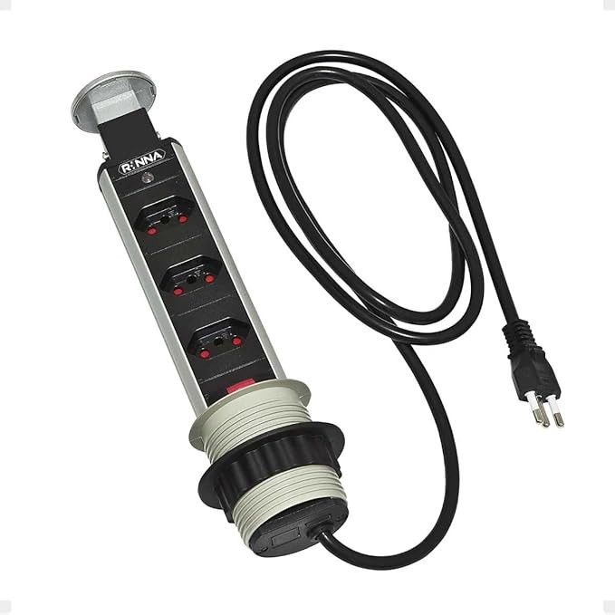 Torre de Tomadas Renna Multiplug com 3 Tomadas Prata em Oferta na Shopee