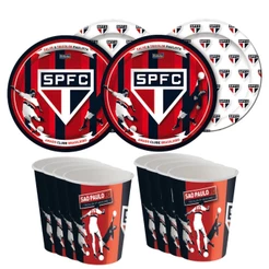 Kit Festa SÃO PAULO FC 8 Pratos + 8 Copos Descartável 200 Ml Papel - FESTCOLOR (CHOCO)