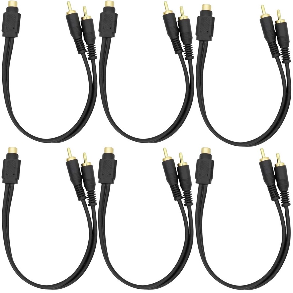Kit 06 Cabo Rca Y Flexível 2 Macho 1 Fêmea Som Automotivo em Oferta na Shopee