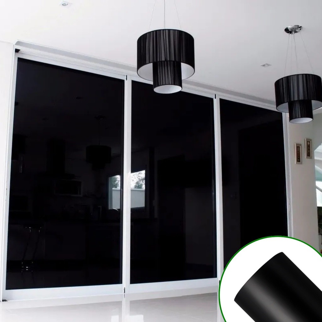 Adesivo Vinil Preto Fosco Blackout Lavável Para Envelopamento Janela Vidro e Porta